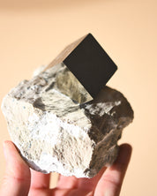 Pyrite Cube on Matrix 1.3lbs - pyrite crystal rough natural side view
