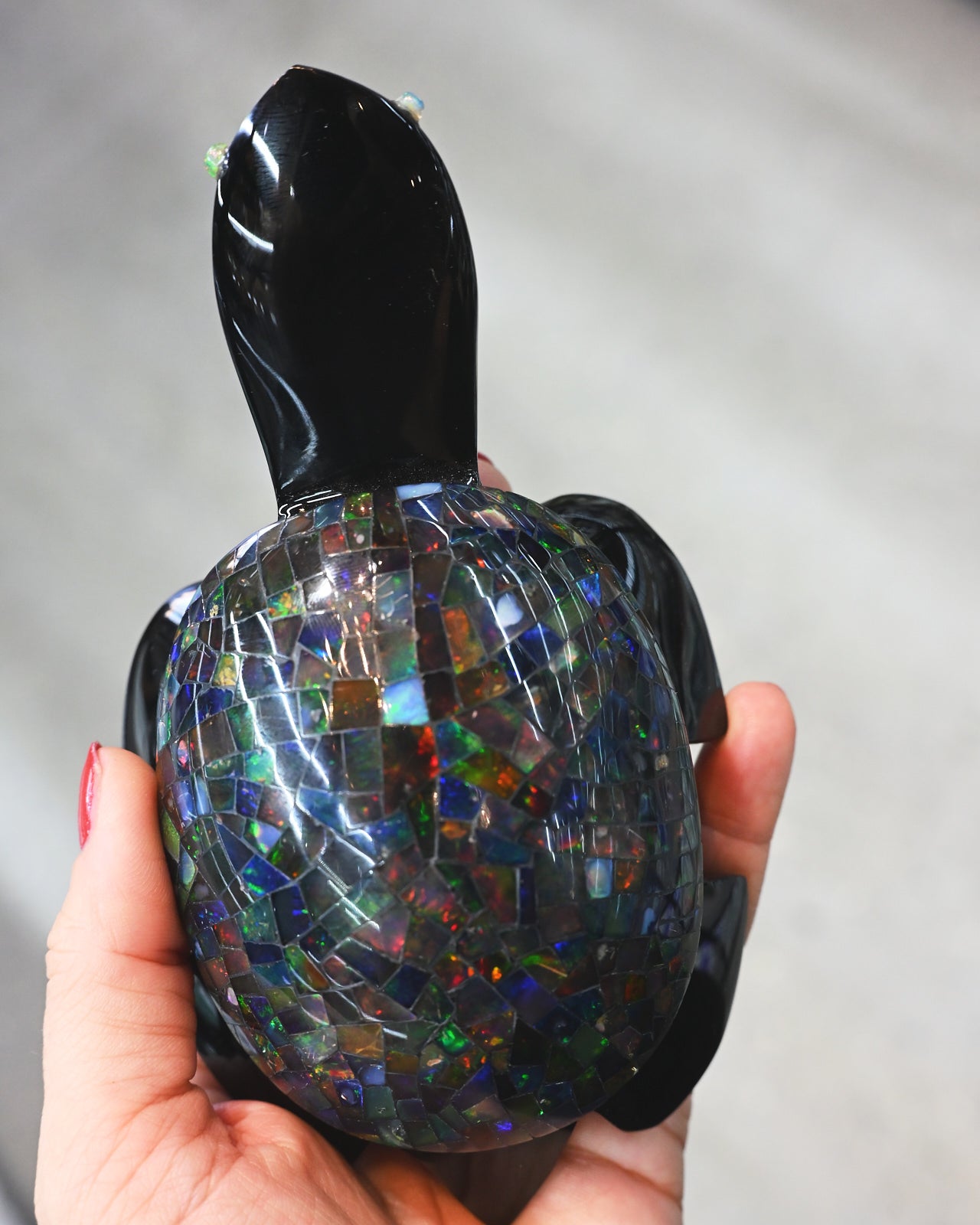 Mexican Opal Obsidian Turtle Carving