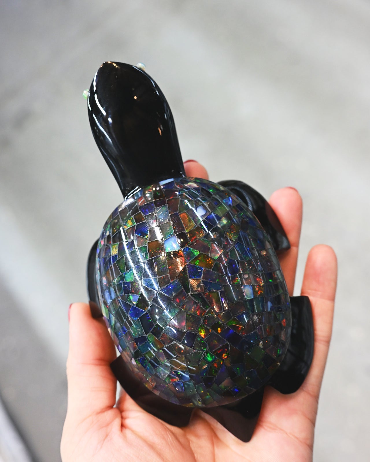 Mexican Opal Obsidian Turtle Carving