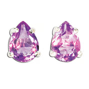 Sterling Silver Tear Drop Amethyst Stud Earrings in CRYSTALS.COM box