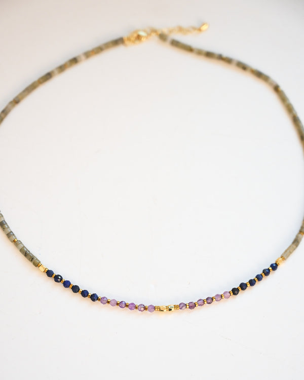 Enlighten Necklace - Amethyst, Lapis + Labradorite