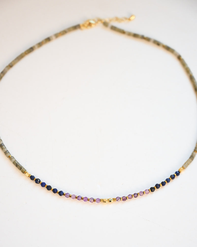 Enlighten Necklace - Amethyst, Lapis + Labradorite
