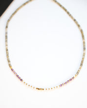 Amplify Necklace - Clear Quartz, Amethyst + Labradorite