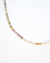 Amplify Necklace - Clear Quartz, Amethyst + Labradorite