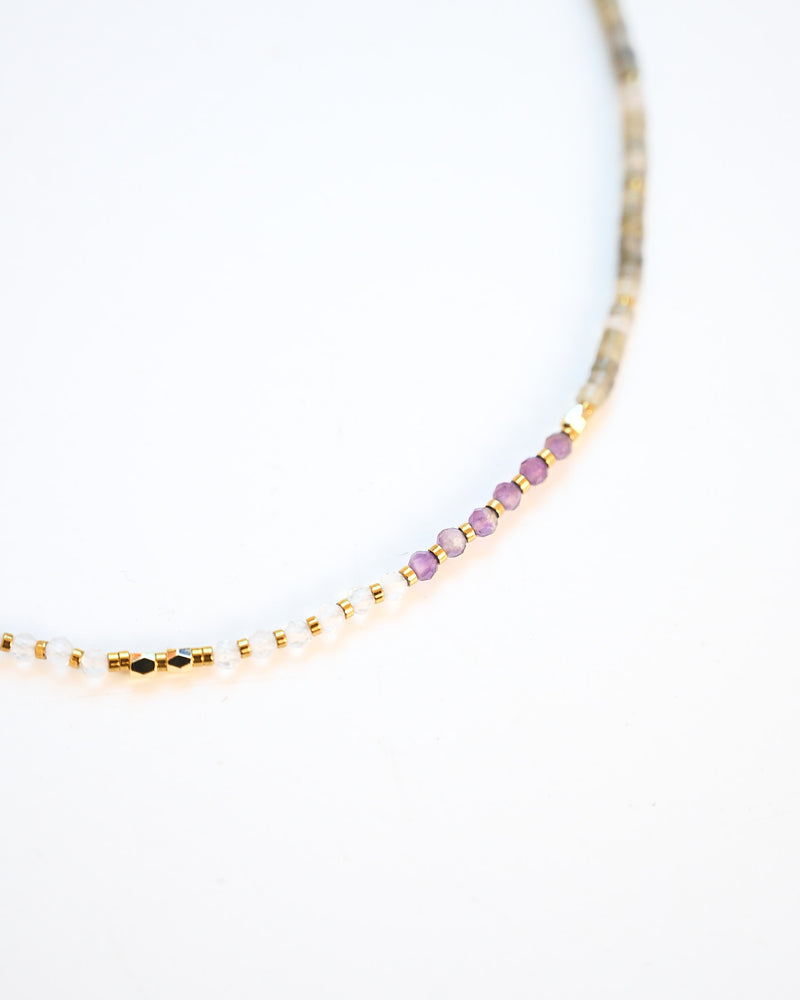 Amplify Necklace - Clear Quartz, Amethyst + Labradorite - Image 2