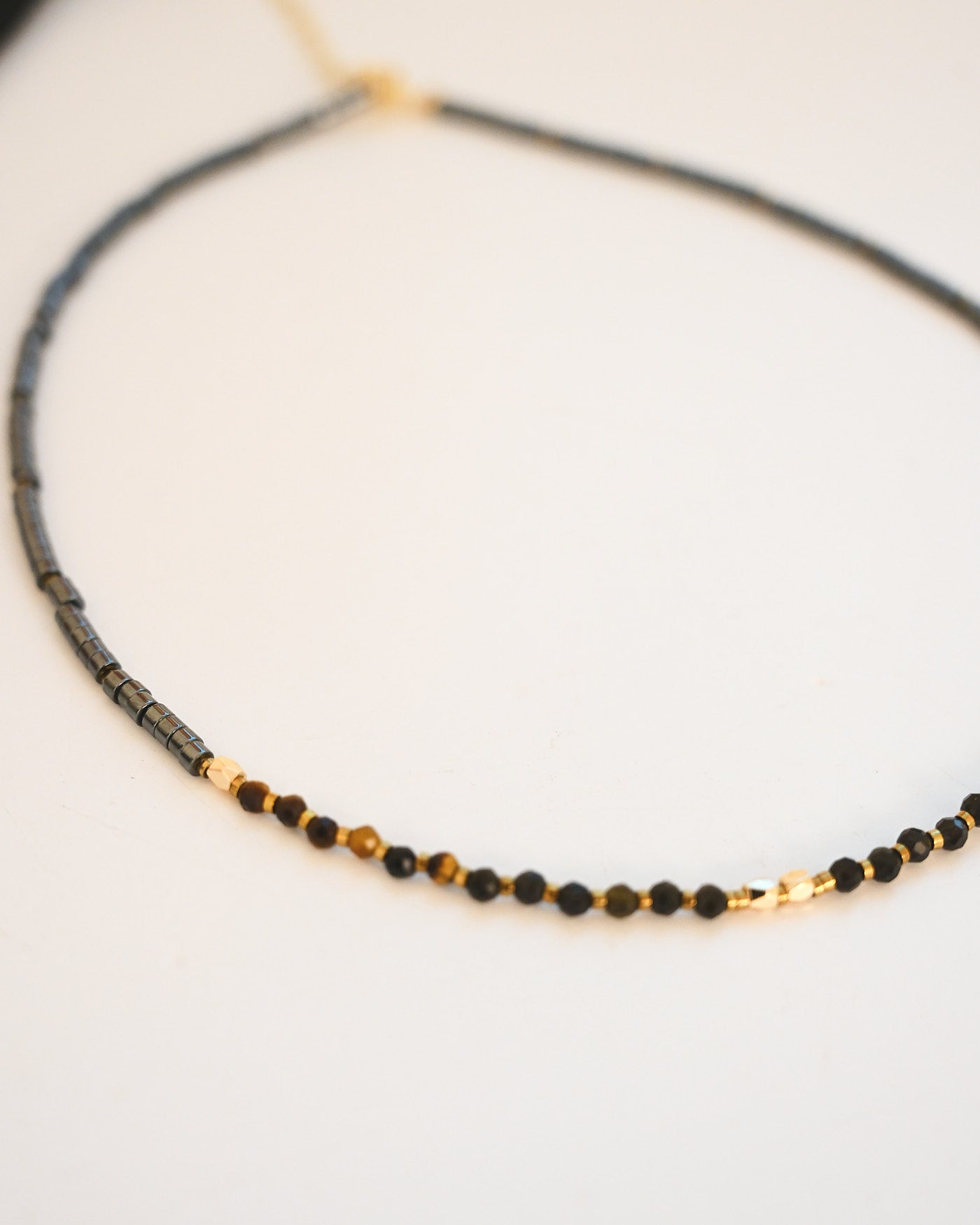 Triple Protection Necklace - Hematite, Tiger Eye + Obsidian - Image 3