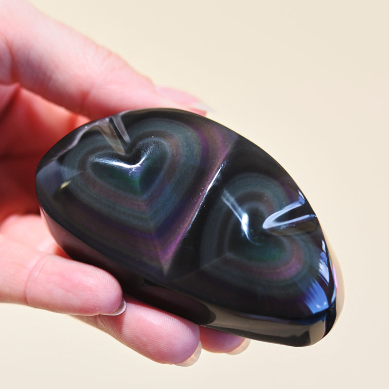 Rainbow Obsidian Double Heart