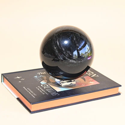 SIlver Sheen Black Obsidian Sphere