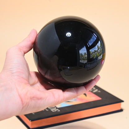 SIlver Sheen Black Obsidian Sphere