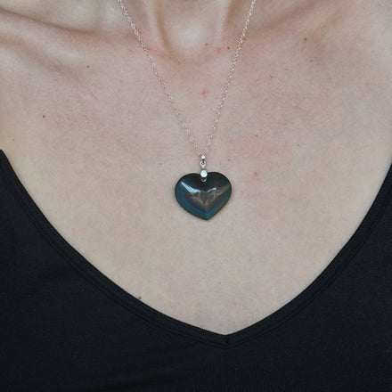 Rainbow Obsidian Heart Necklace — Obsidian crystal specimen