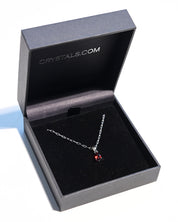 Garnet pendant necklace in sterling silver on paperclip chain