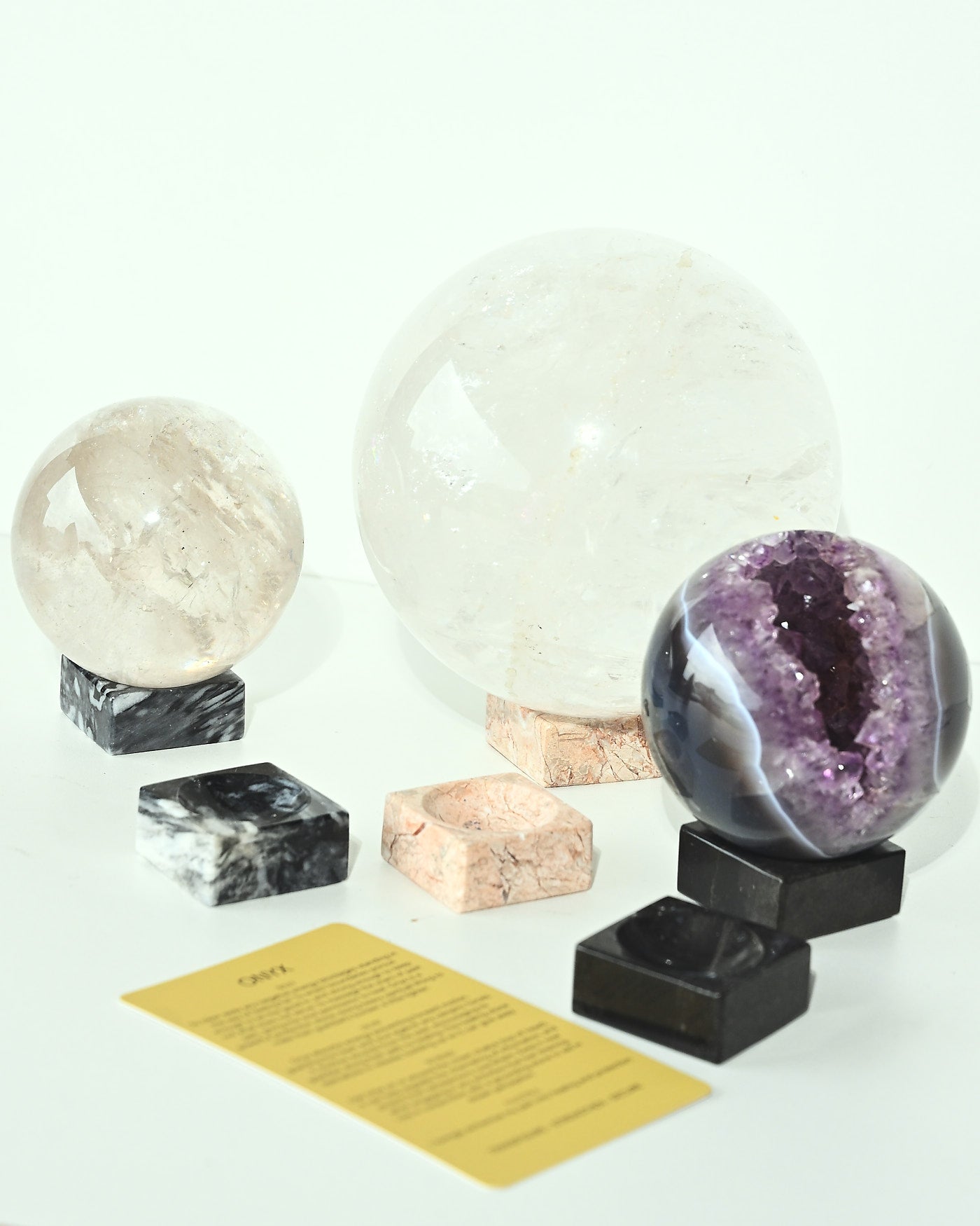 Onyx Square Sphere Stand with crystal spheres
