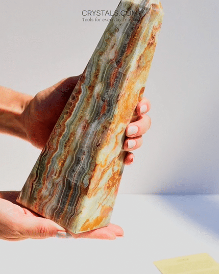 Onyx Obelisk & Quartz Cluster Bundle – Grounding, Harmony & Strength