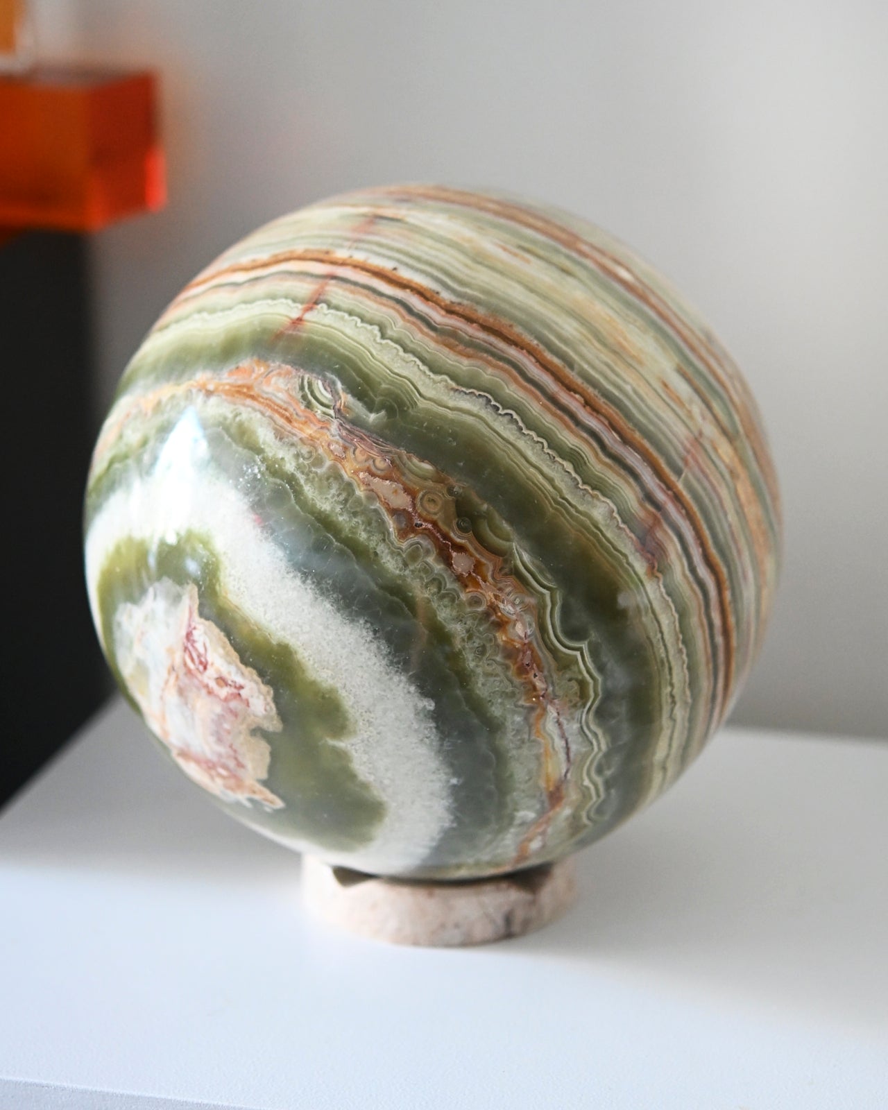 25lb Banded Green Onyx Sphere | Crystals.com