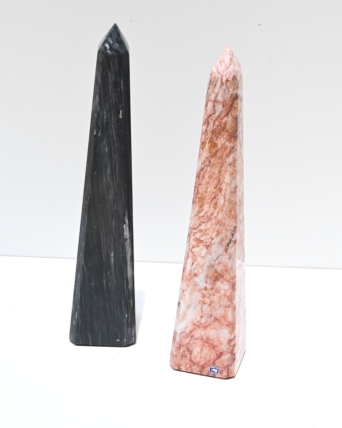 Black and Pink Onyx Obelisk Towers - pair styling