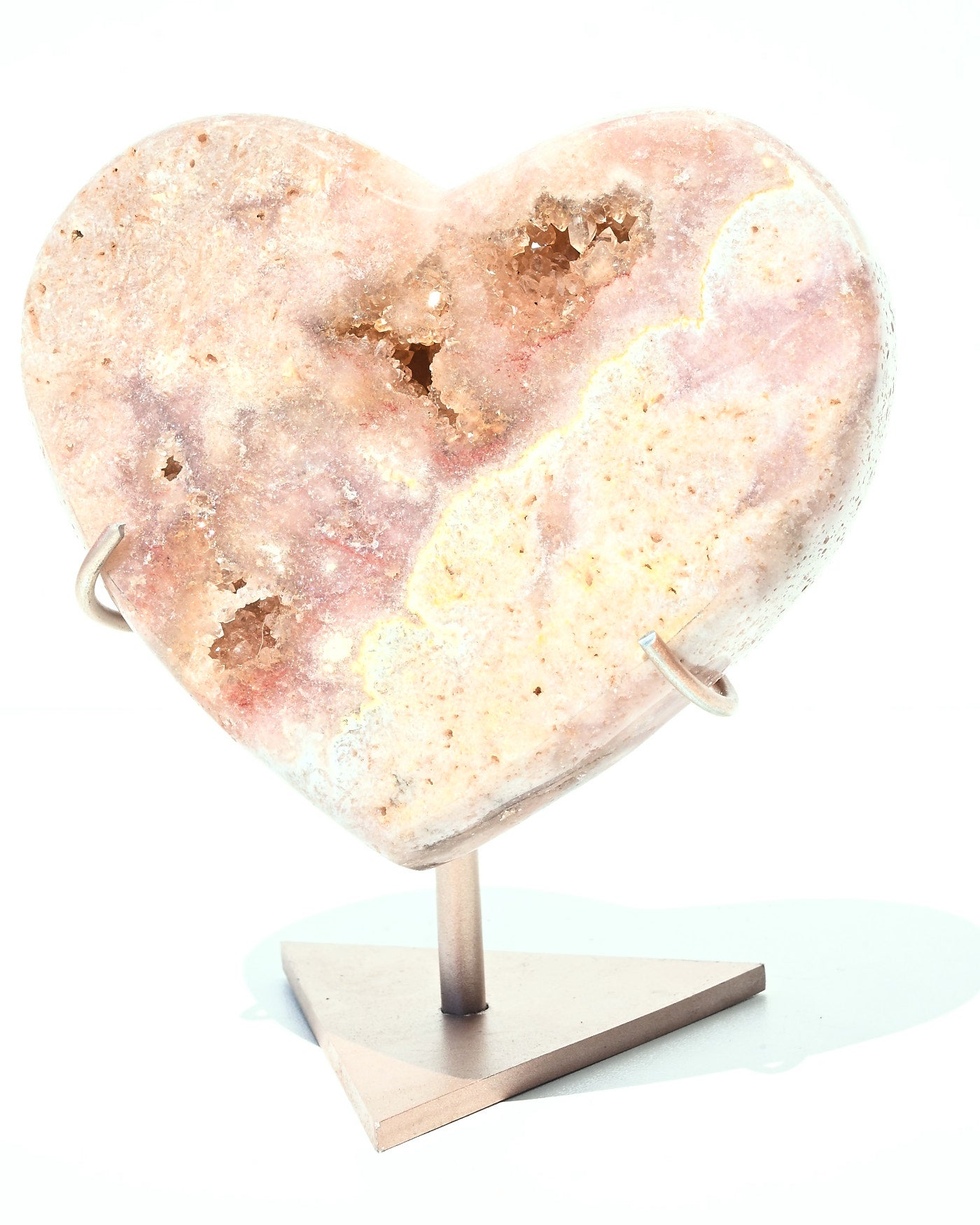 Pink Amethyst Heart on Stand side