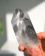 Lemurian Seed Crystal with Gray Phantom on Stand