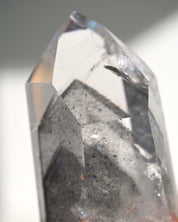 Lemurian Seed Crystal with Gray Phantom on Stand