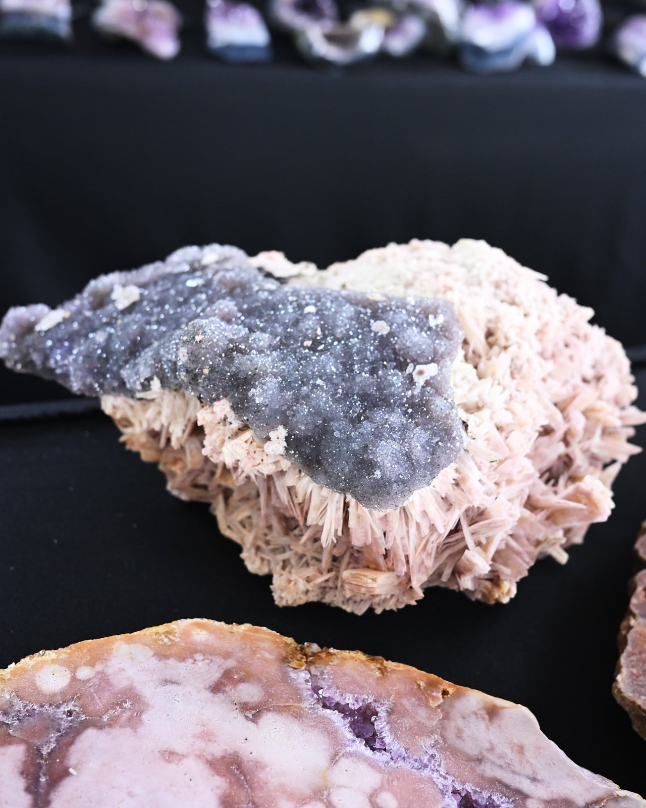 Rare Stibnite & Heulandite on Chalcedony – Brazil (22 lb)