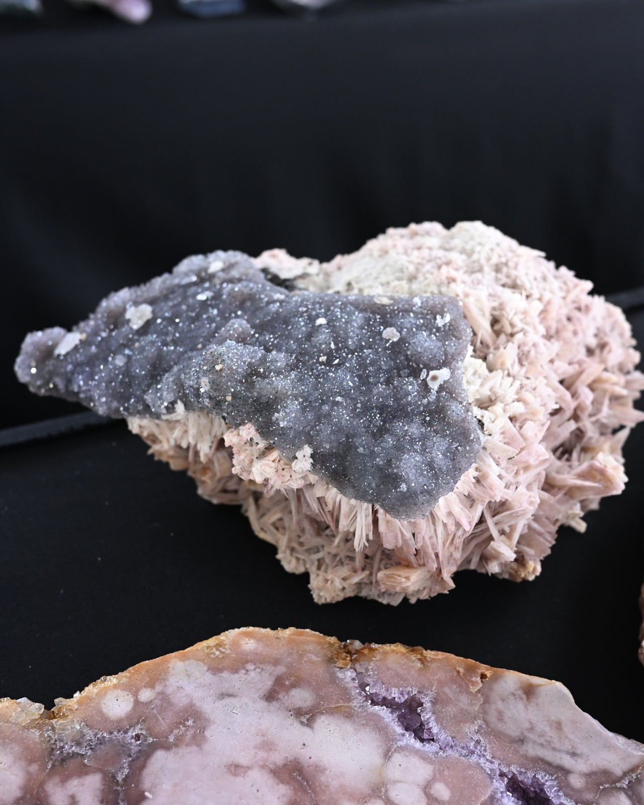 Rare Stibnite & Heulandite on Chalcedony – Brazil (22 lb)