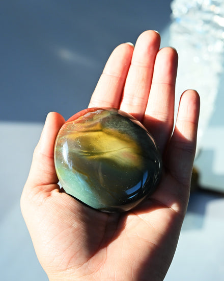 Polychrome Jasper palm stone — Jasper crystal specimen