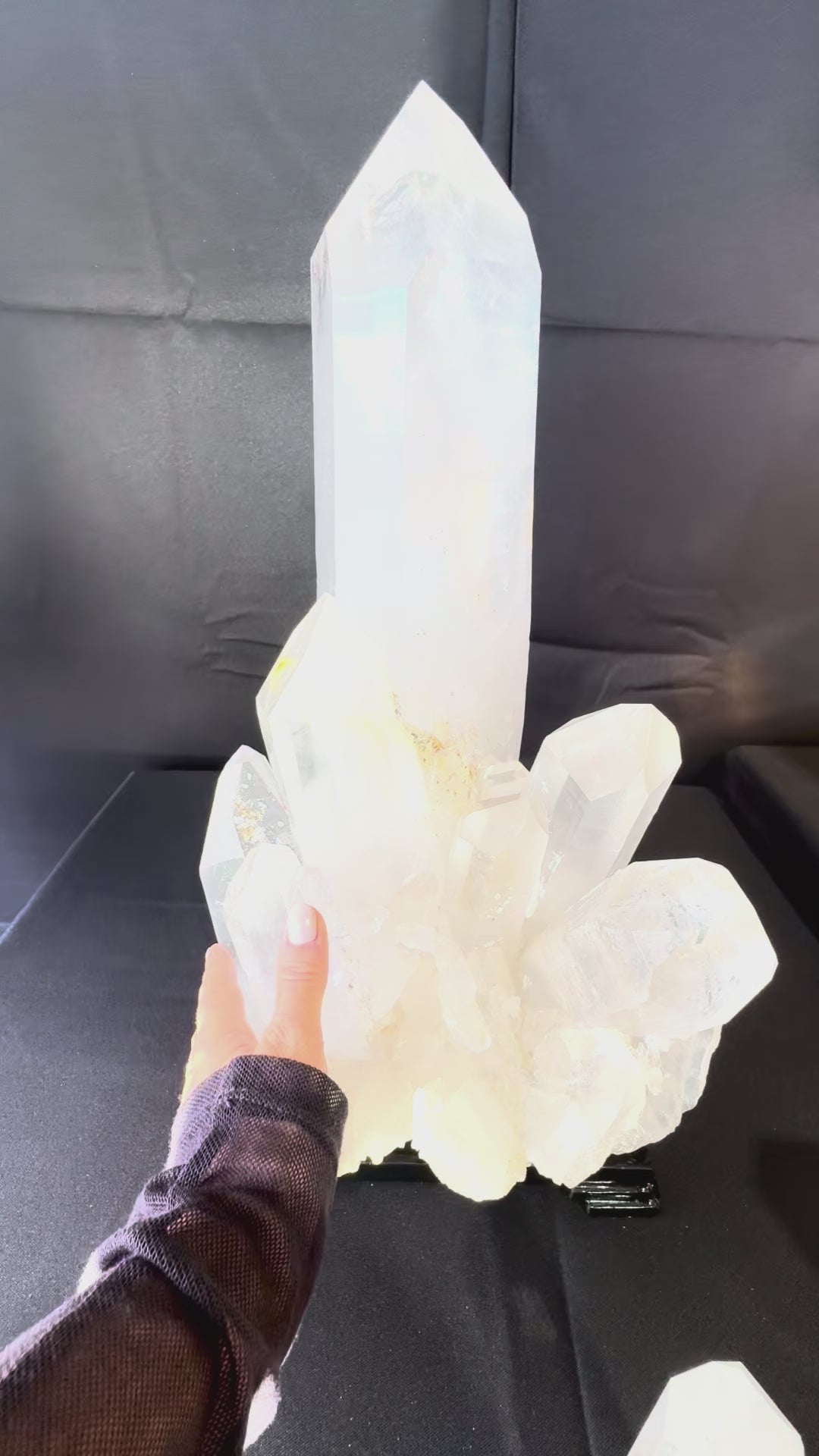 Statement Clear Quartz Multi-Point Cluster on Rotating Stand