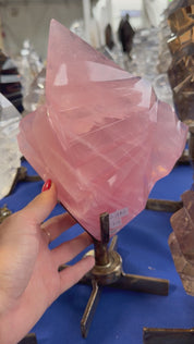 Super quality Rose Quartz abstract flame on stand Brazil