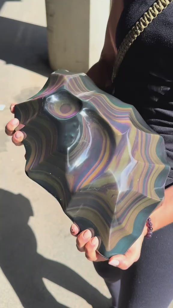 25lb Museum-Grade Rainbow Obsidian Sculptural Form — Hand Carved, Mexico