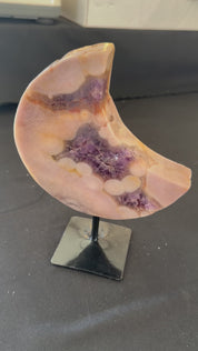Pink Amethyst Moon on Stand, 3.1 lb, Brazil