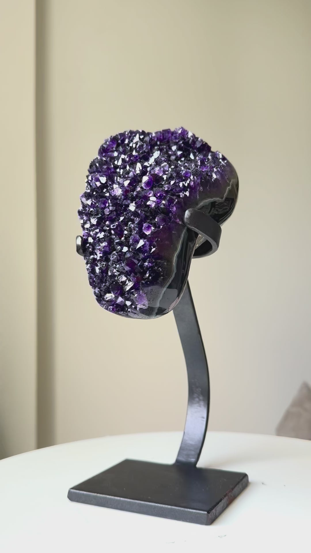Dark Amethyst Crystal Geode on Stand 4.4lbs