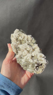 Pyrite and Calcite Crystal Cluster 1.3lbs No. 878-CSN