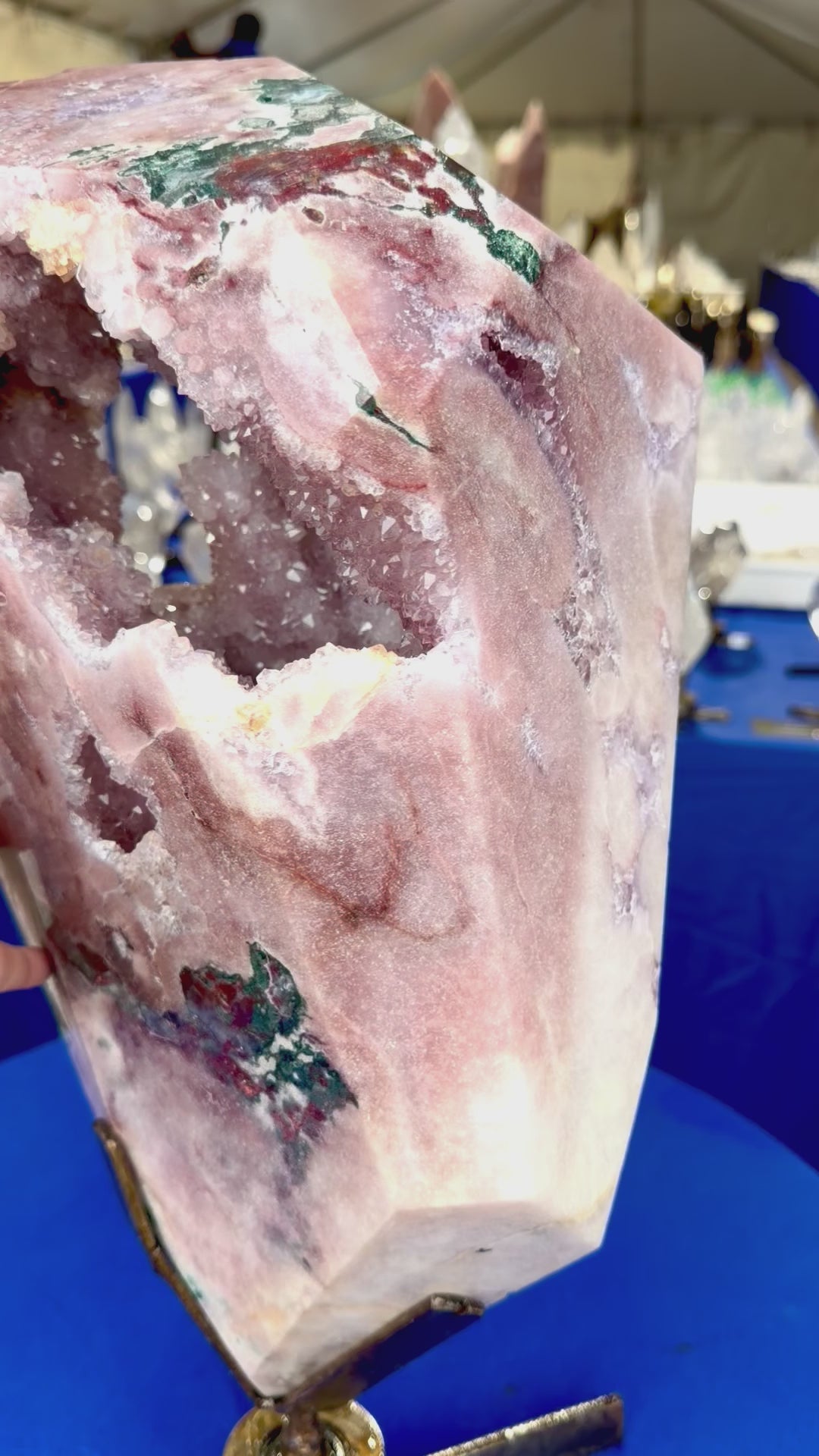 44lb Pink Amethyst statement Crystal on stand  Brazil