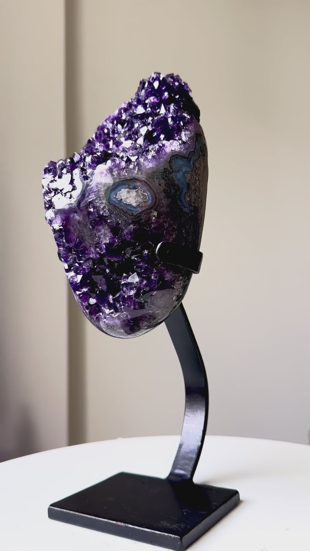 Banded Amethyst Crystal Geode + Stand 4.8bs