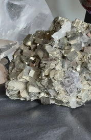 Cubic Pyrite and Quartz Crystal Cluster 7.5lbs