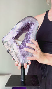 Amethyst w/ Calcite Geode on Stand 11lbs