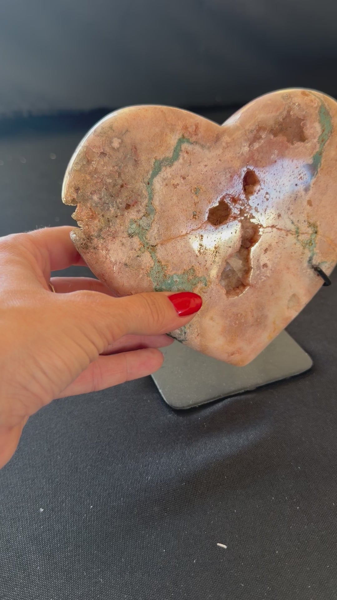 Pink Amethyst Heart on Stand, 2.4 lb