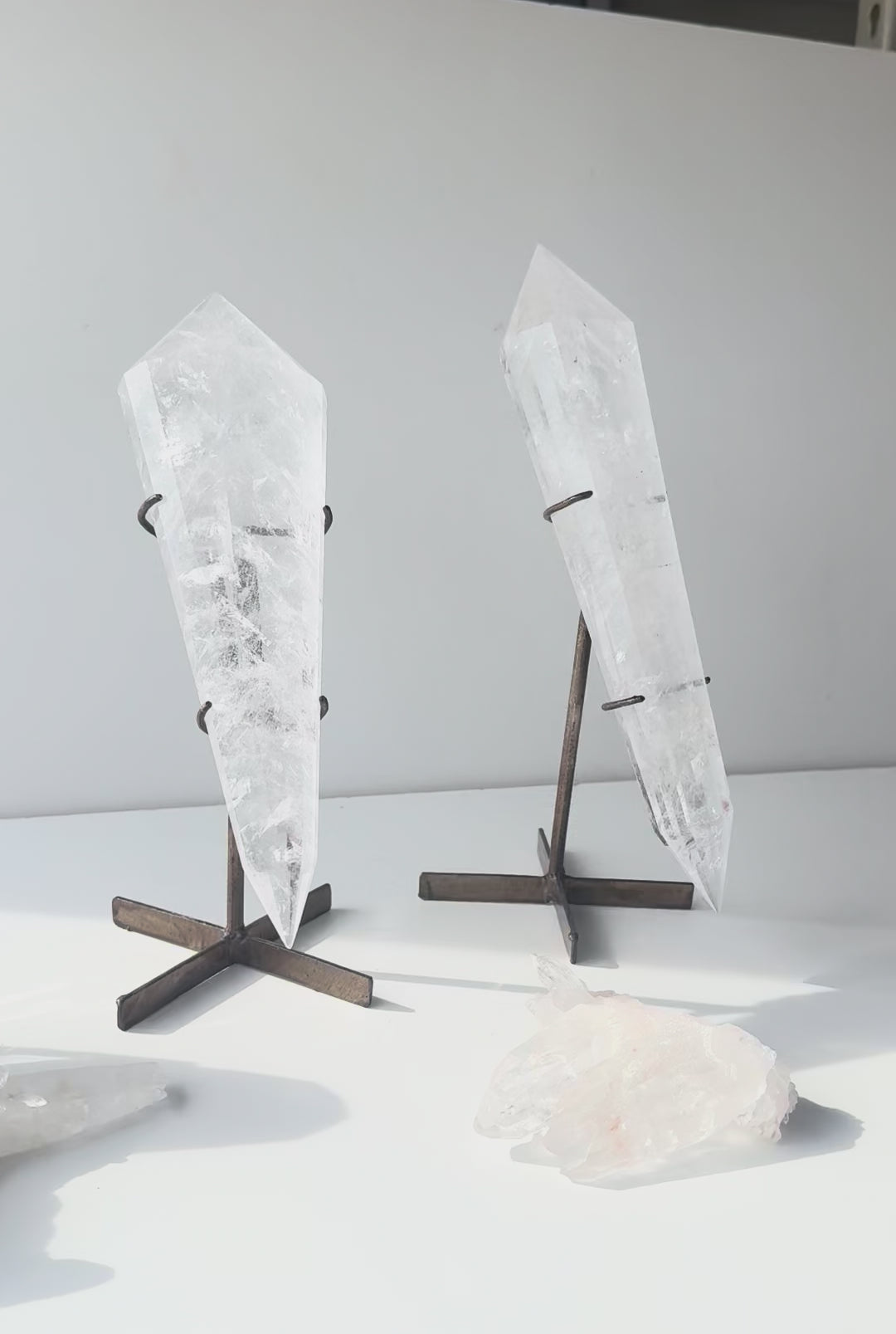 Clear Quartz Double Terminated Point on Stand