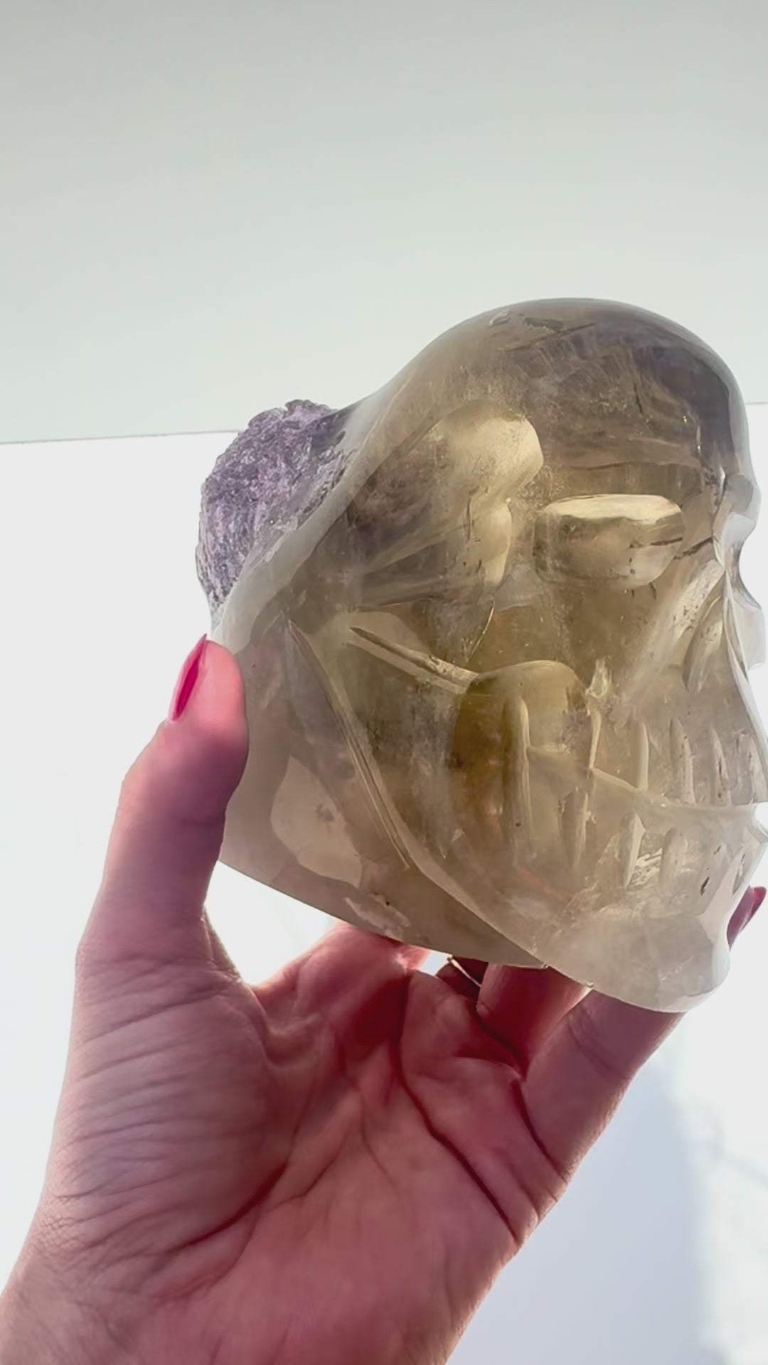 Citrine & Lepidolite Skull Carving, Brazil