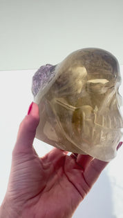 Citrine & Lepidolite Skull Carving, Brazil