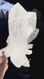 45lb Museum Grade Clear Quartz Multi-Point Cluster on Rotating Stand