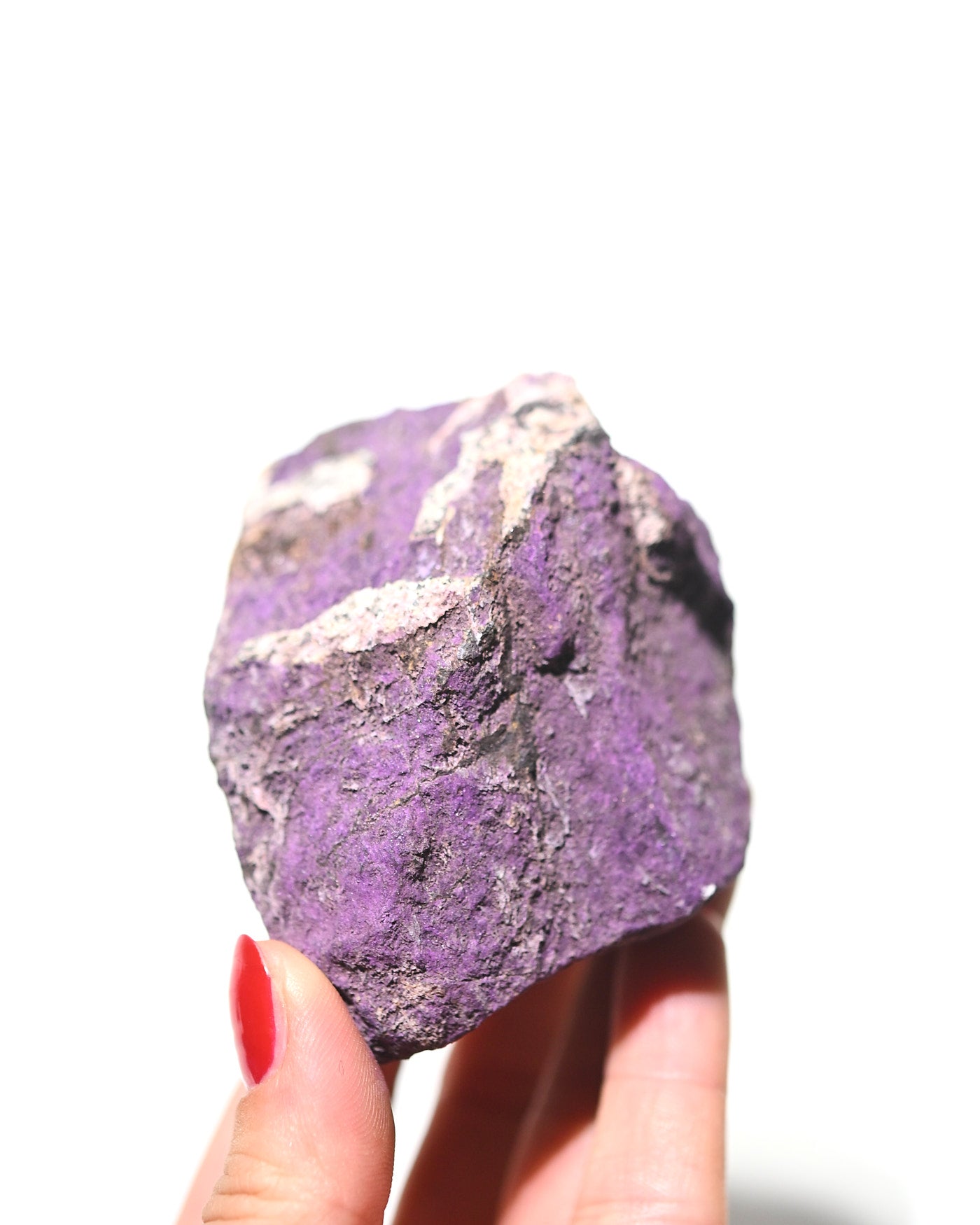 Raw purpurite specimen 281g vivid purple