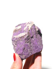 Raw purpurite specimen 281g vivid purple