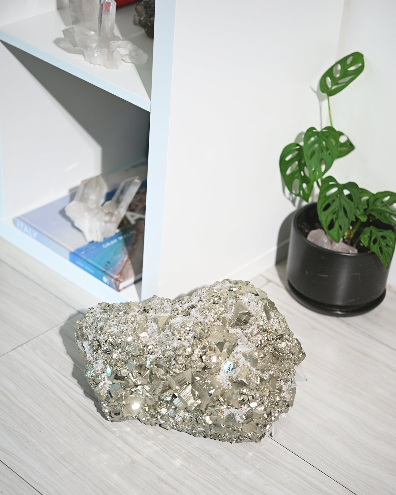 Rare 50lbs Pyrite w Clear Quartz Statement