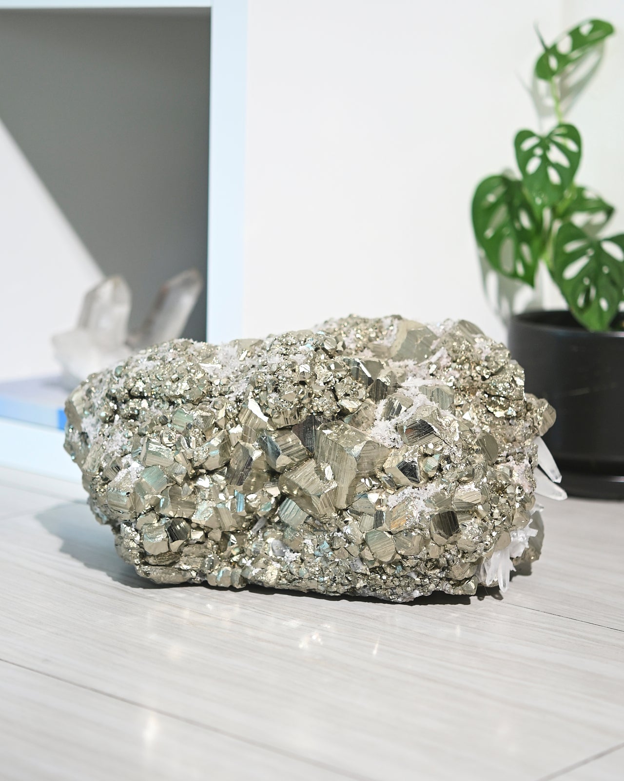 Rare 50lbs Pyrite w Clear Quartz Statement