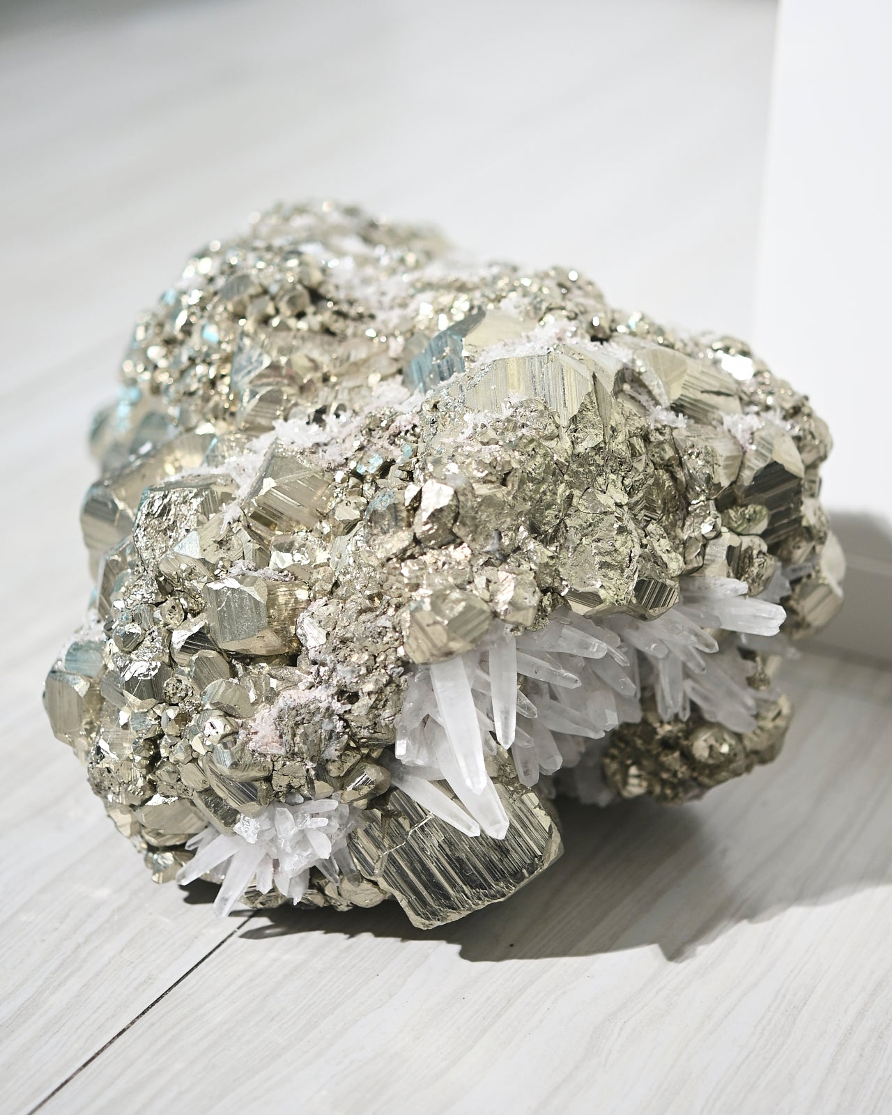 Rare 50lbs Pyrite w Clear Quartz Statement