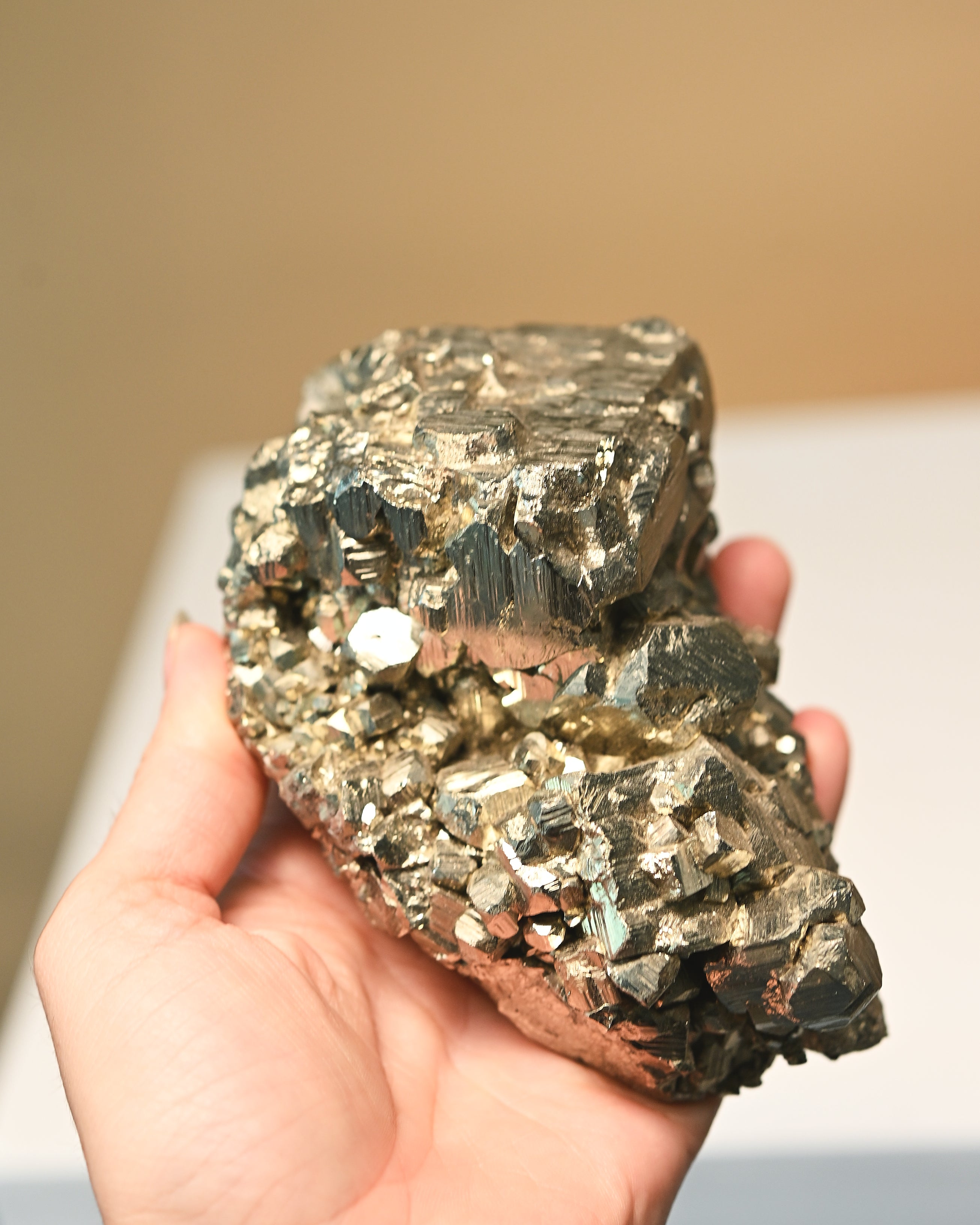 Peruvian Pyrite Cluster – Natural Cubic Crystal 3in – CRYSTALS.COM