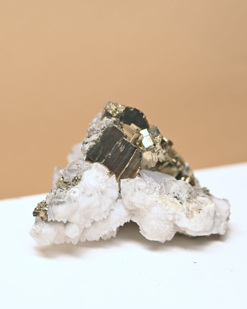 Pyrite and Calcite Crystal Cluster 3in