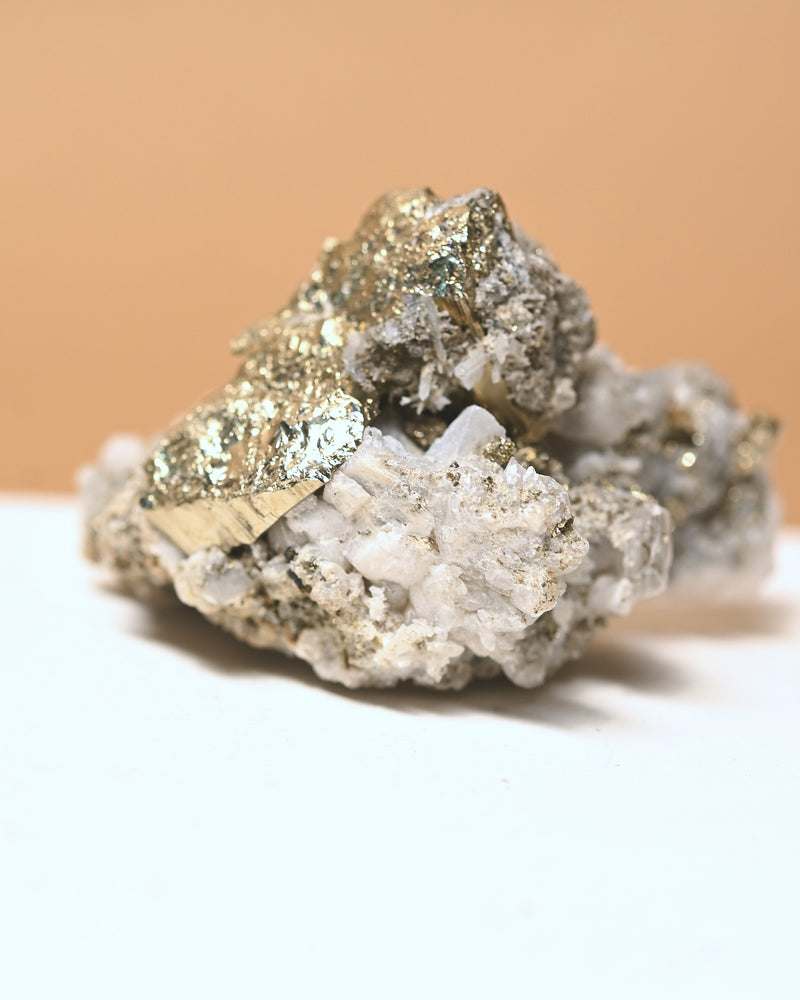 Pyrite and Calcite Crystal Cluster 3in