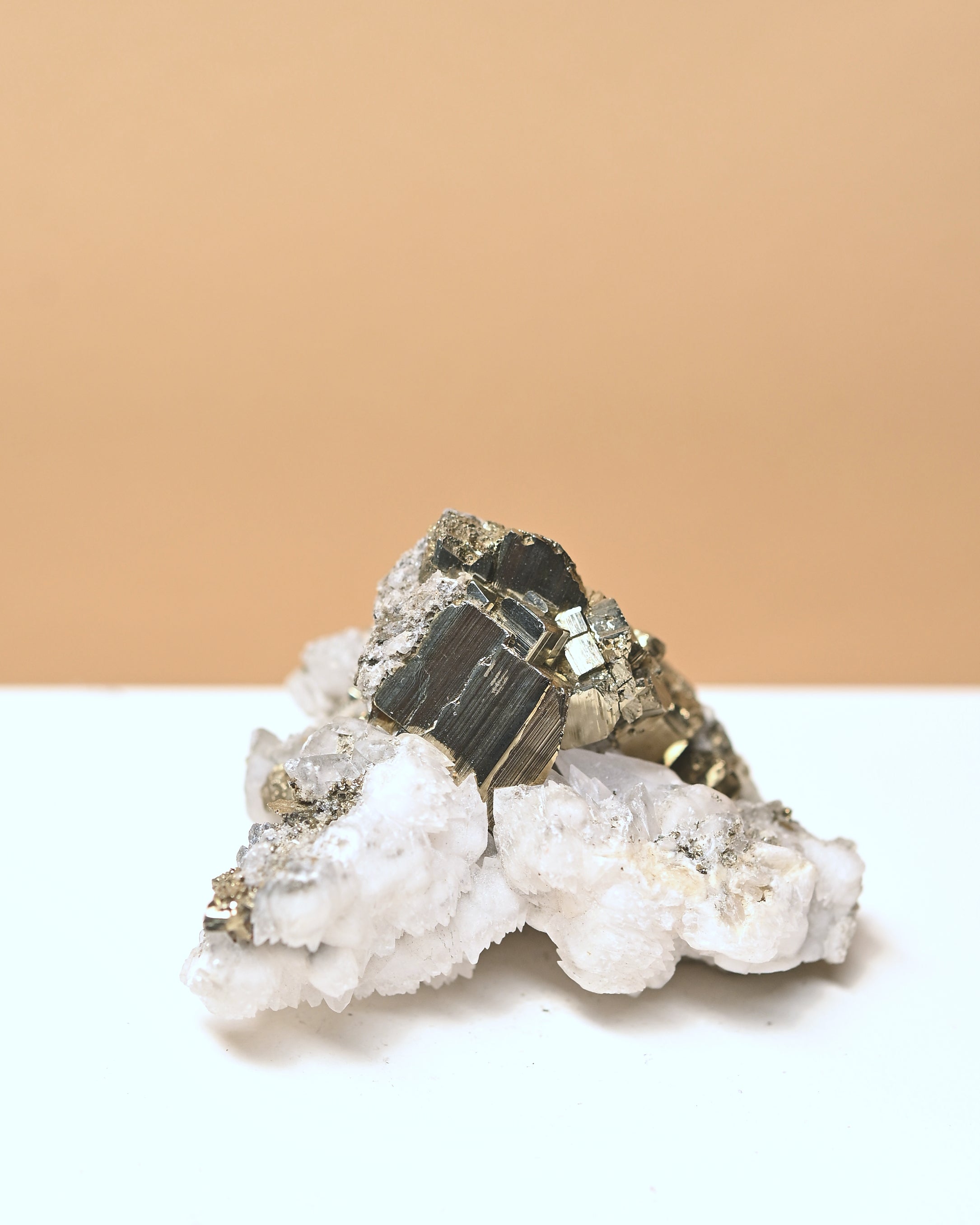 Pyrite and Calcite Crystal Cluster 3in