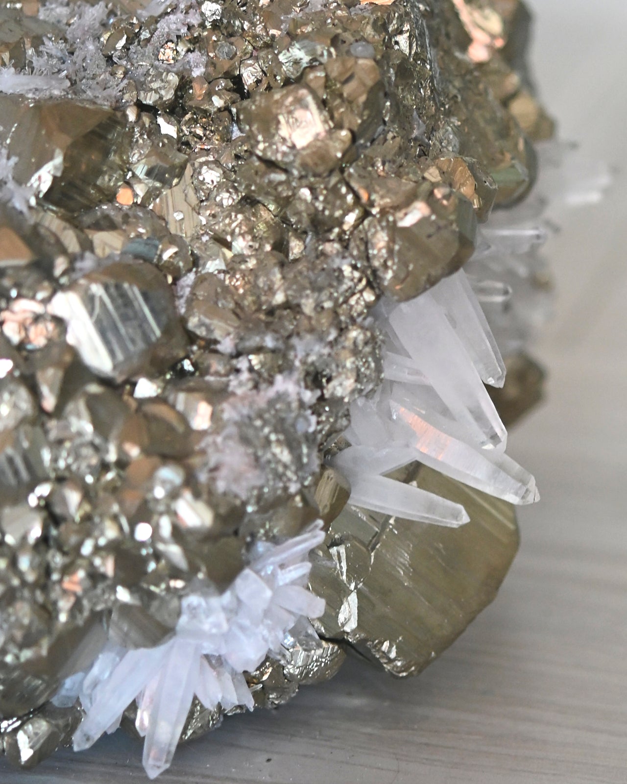 Rare 50lbs Pyrite w Clear Quartz Statement